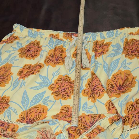 Pact Womens XL Organic Cotton Floral Shorts Yellow Boho Eco-Friendly Beach Comfy - Picture 12 of 15